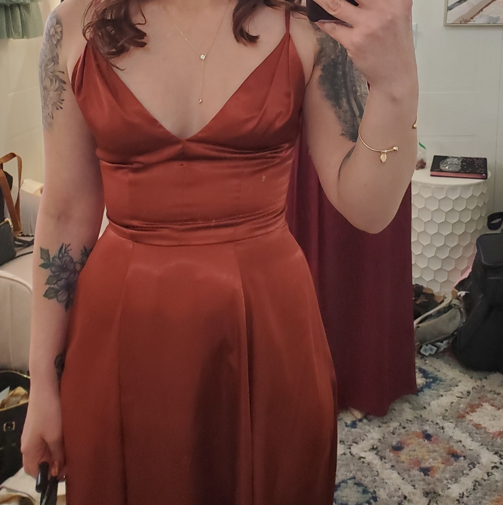 Satin Davids Bridal Dress, cinnamon, size 0